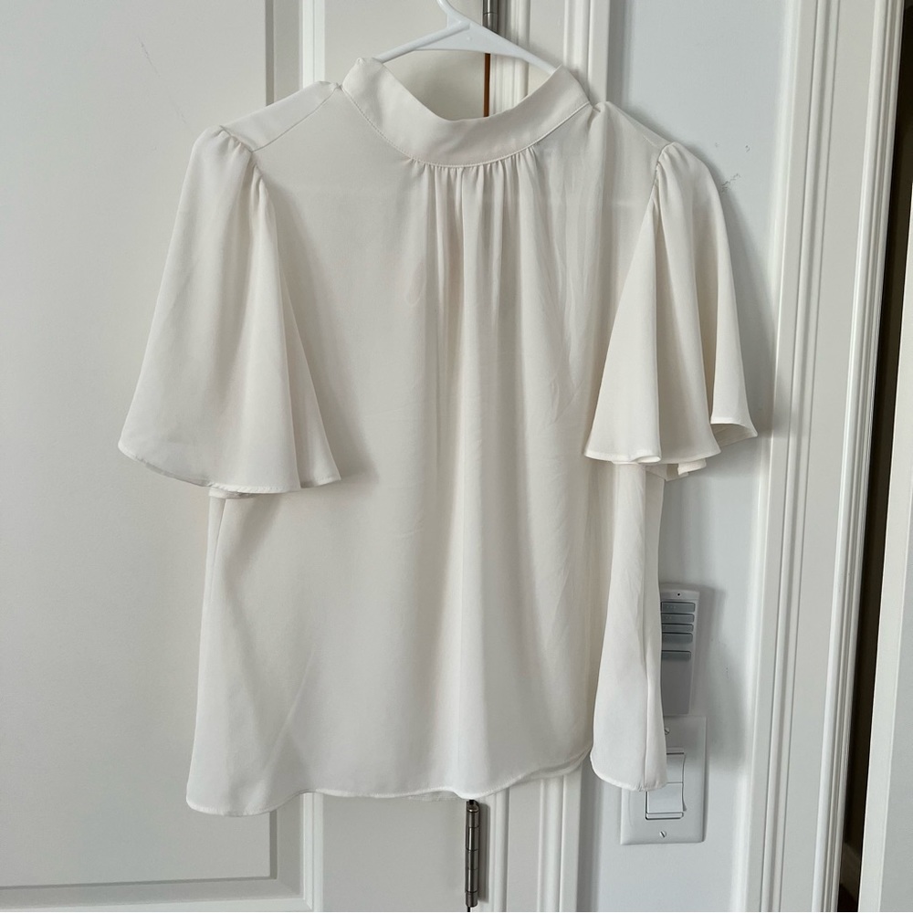 Express Women’s Cream High Neck Tie Back Top